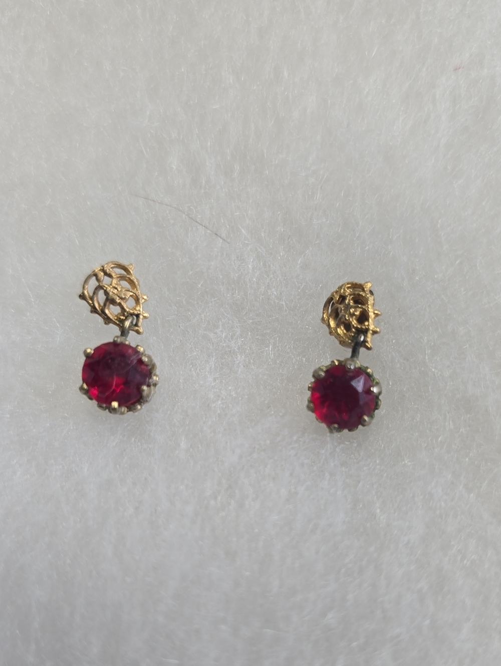 Napier Gold-Tone Red Crystal Drop Earrings